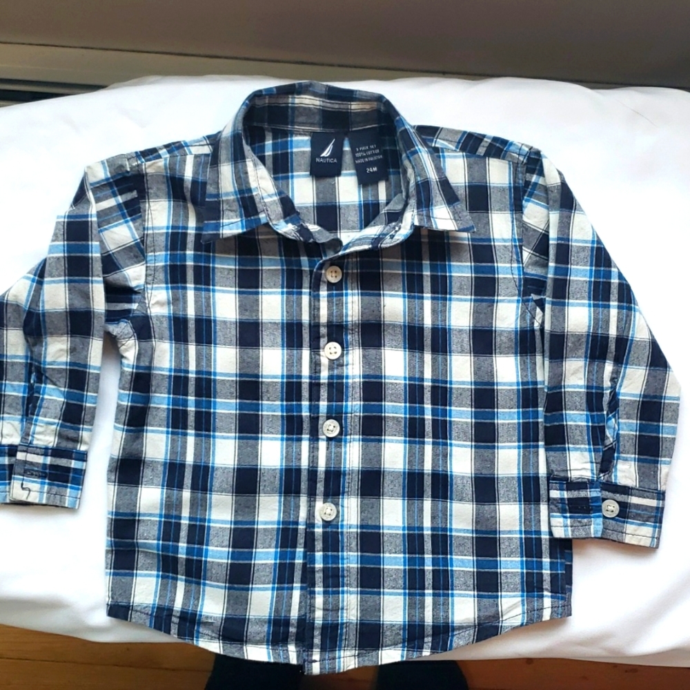 Nautica ,blue plaid ,button collar shirt